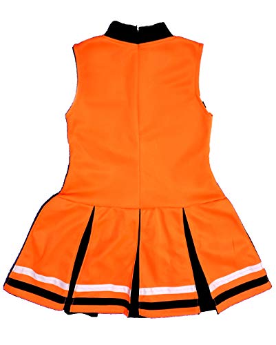 Total 2550 Little Girls' Children Kids Dress Cheerleader Cheerleading Sport School Uniform Costume V-Neck Neon-Orange/Black (S / 2-5) - Thumbnail 4