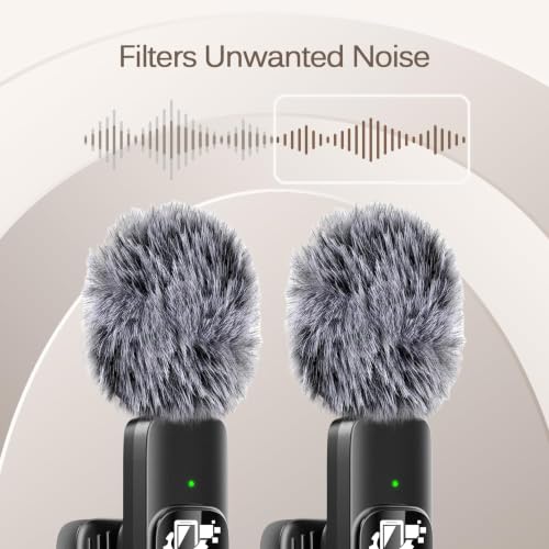 Image of GADGETSWEAR AI K9 Dual Wireless Lavalier Microphone with Furry Windshield, Collar Mic for Android, iPhone & USB Devices, Noise Cancelling Mic for Vlogging, YouTube, Reels, Interviews & Video Recording