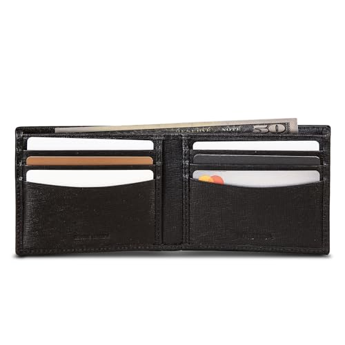 Image of Nautica Men's Bifold Leather Wallet | RFID Blocking | ID Window | Card Slots | Organization | Durable | Stylish