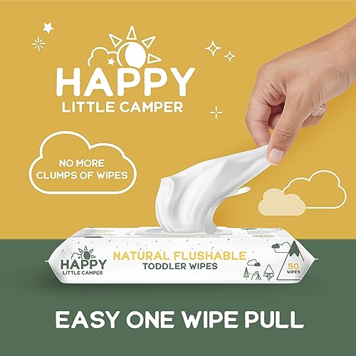 Image of Happy Little Camper Ultra-Absorbent Super Saver Baby Diapers Size 2 - Hypoallergenic, Unscented & Chlorine-Free Disposable Diapers (200 Count) Come with Flushable Wipes (200 Count) for Sensitive Skin