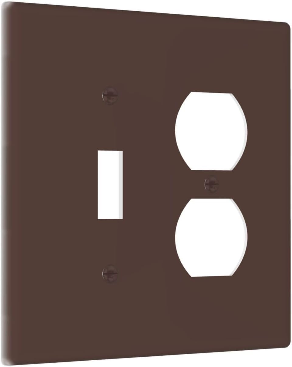 Brown Outlet Covers 2 Gang Combination 1 Toggle/1 Duplex Light Switch Cover Decorative Gfci Wall Plate Electrical Receptacle Switch Plate Cover Plug Faceplate for Kitchen Decor