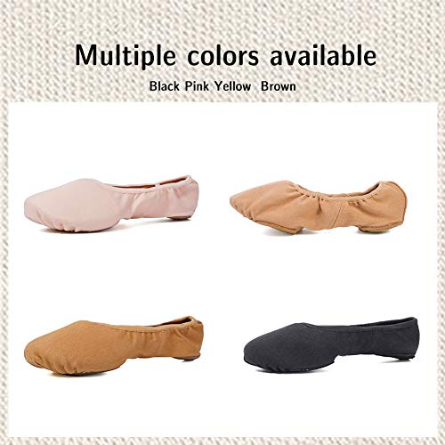 JUODVMP Stretch Canvas Ballet Shoes for Girls/Toddlers/Kids/Women Ballet Slippers Ballet Flats Yoga Dance Shoes,Model TJBL 5
