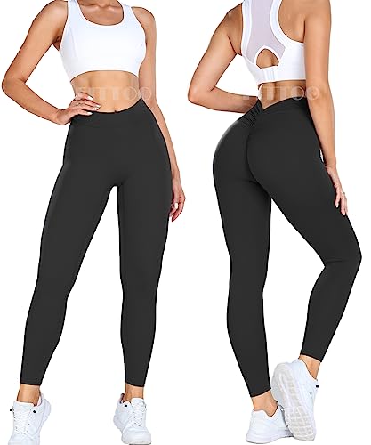 FITTOO V-Back Scrunch Butt Lift Leggings for Women High Waist Tummy Control Booty Gym Workout Yoga Pants2
