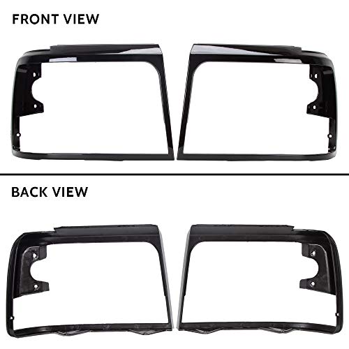 Kuafu Headlight Headlamps Trim Bezel Compatible With 1992-1997 Ford Bronco F150 F250 F350 F450 Bronco Pickup Truck Replacement For Fo2513135 Fo2512131 Front Left&Right Pair Black #TOP3