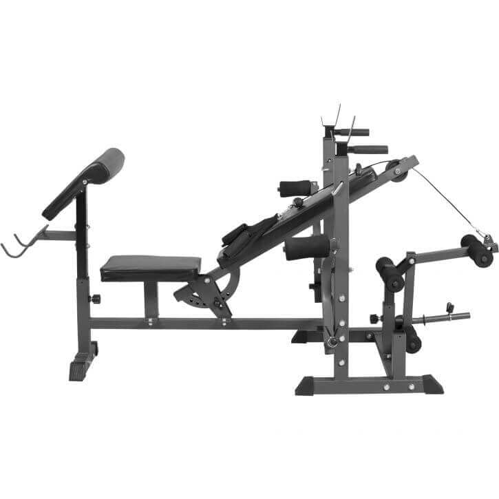 GYRONETICS® Panca Pesi Multifunzione - Portabilanciere, Schienale Regolabile, 165 x 139 x 128cm, Carico Max 280kg, Stazione a Dip, Butterfly, Panca Scott, Curl per Gambe - Palestra e Casa, Allenamento