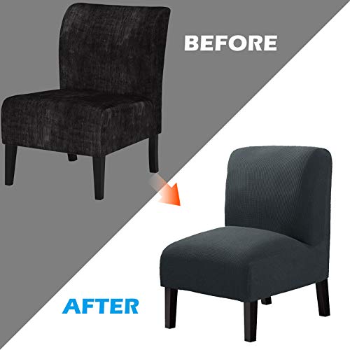 WOMACO Armless Accent Chair Slipcover Stretch Accent Slipper Chair Cover Removable Oversized Big Chair Furniture Protector Slip Cover for Home Hotel (Dark Gray, 1)