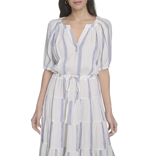 Image of Calvin Klein Puff Sleeve Commuter Tiered Maxi
