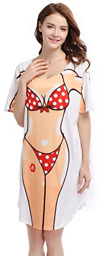 Womens America Flag Bikini Body Cover-Up T-Shirt,Red Dot Bikini,X-Large #TOP3