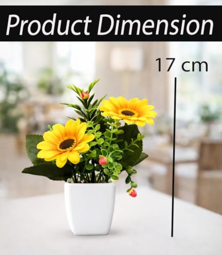 Image of Artificial Sunflower Bonsai, Fake Flower Pot (Pack of 4) Artificial Plant for Home Decor & Office Decor, Indoor Plant, Faux Plants for Balcony Decoratin & Living Room Decoration, Gift Item