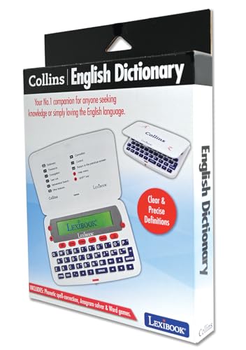LEXiBOOK - The Collins English Dictionary, 13th Edition - Electronic Dictionary, Definitions, Thesaurus, Conjugation, Phonetic Spellchecker, Crossword Solver, with Battery, Blue/White, D850EN