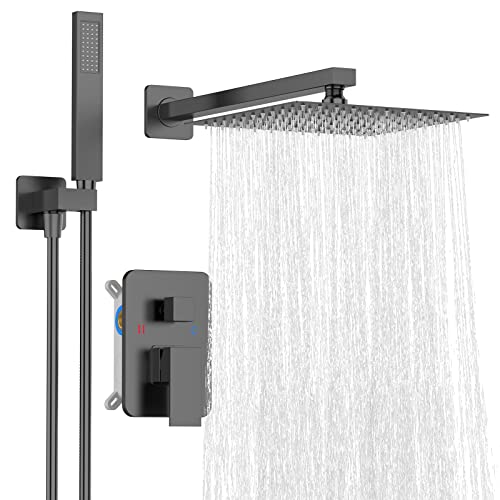 Catálogo de Techvida para comprar hoy. 48 TECHVIDA Grifos de Ducha Empotrados Set, Conjunto de Ducha, Ducha Negro para Baño Sistema de Ducha, Set de Ducha Incluyendo Ducha de Cabeza de 25 cm*25 cm, Ducha de Mano (Negro...