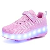 Mädchen Jungen Mode Rollschuhe Kinder Led Lichter Leuchtend Schuhe mit Rollen USB Aufladbare Blinken Rollenschuhe Outdoor Gymnastik Doppelrad Skateboard Sportschuhe
