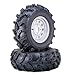 WANDA ATV Tires and Wheels Assembly Set 25x8-12 25x10-12 Super Mud with 4-110 PCD 5+2 Offset Silver Rims, SET 4