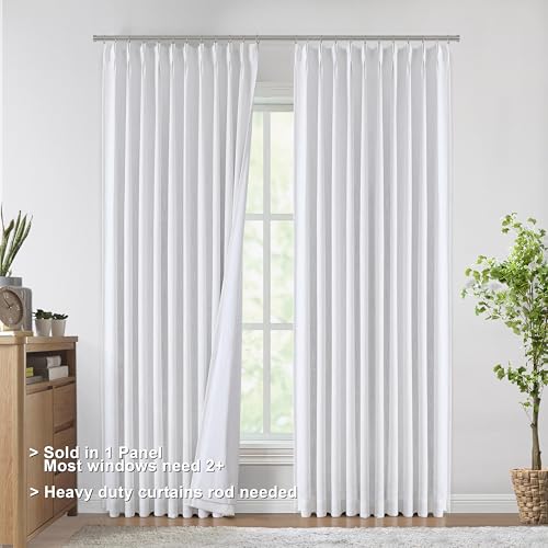 Image of Vision Home White Pinch Pleated Full Blackout Curtains 60 inch Wide Thermal Insulated Window Panels 108 inch for Bedroom Living Room Darkening Pinch Pleat Drapes with Hooks Back Tab 9 FT 60 inchWx108 inchLx1