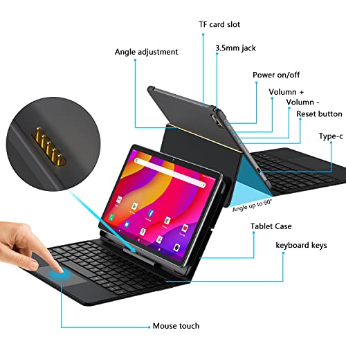 ZONKO 2 in 1 Tablet 10 Zoll Android Tablett 128GB ROM 1TB TF 13+8MP Kamera Octa-core 1080P FHD Video 7000mAh 2.4G/5G WiFi Tablet mit Tastatur BT5.0 GPS OTG Grau PC Modus – Bild 4