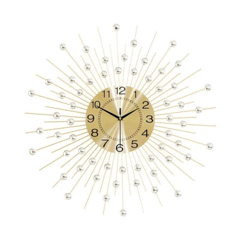 Horloge murale métallique de luxe 75cm dorée pour salon moderne