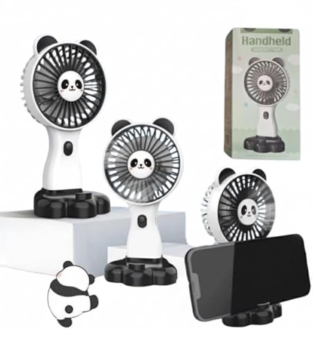 Image of Endzone (2 pack Mini Handheld Fan, USB Rechargeable Higher 3 speeds Small Hand Travel Fans Portable Cute Design Powerful Fans For kids,Outdoor Travelling Sports Indoor | Black Panda (2)
