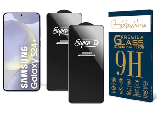 Image of GlassVerse FingerPrint Compatible HD Oleophobic Tempered Glass For Samsung Galaxy S24+ (Pack Of 2) with Free Installation Kit Full screen Coverage - 6.7 inch