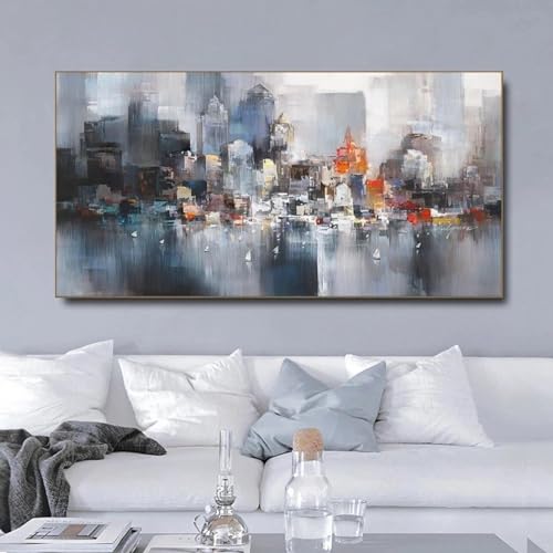 Affiche paysage urbain abstrait pour sublimer l'ambiance d'un salon chic