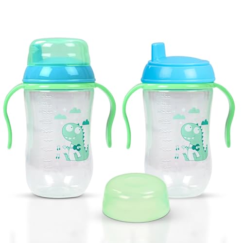 Image of BAYBEE 300ML Baby Sipper Cup for Kids -BPA-Free, Leakproof, Spill-Proof Feeding Bottle with Soft Silicone Handle|Toddler Sippy Cup, Training Bottle for Babies, Infants, Boys & Girls (Green,6M-3Y)
