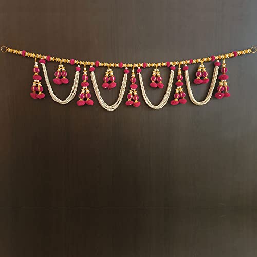 Image of Handmade Door Hanging Round Moti Latkan Style Bandarwal Toran (TMR-11) -Diwali New Year Inauguration Wedding Festival Home Decor Pooja (40 Inch X 6 Inch)
