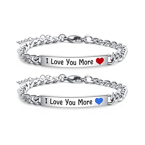 Image of I Love You More Bracelet set Gifts for Her Love Couples Matching Bracelet Wedding Party Gifts Birthday Gifts for Girlfriend Boyfriend
