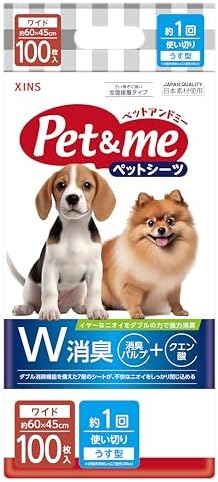 （10:30時点） ペットアンドミー Pet&me ペットシーツ うす型 薄型 1回使い切りタイプ ワイドサイズ 45×60cm 100枚入り