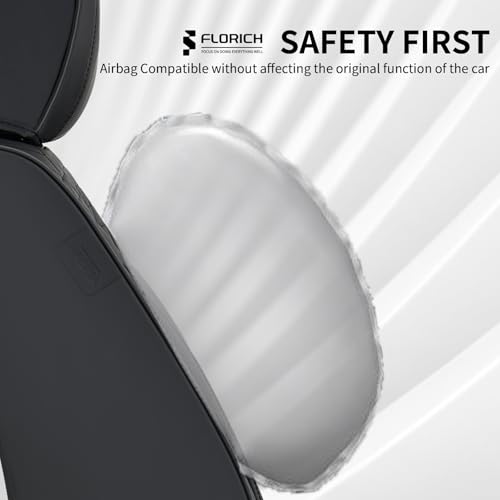 FLORICH Car Seat Covers for Full Set, Universal Seat Cushion 5 Seats, Car Seat Protector Waterproof, Premium Leather Automotive Seat Covers for Most Cars, Sedans, SUVs, and Trucks-Black by FLORICH - Image 8