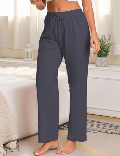 Image of Veseacky Women 100% Cotton Pajama Bottoms Comfy Soft Lounge Sleep Pants Drawstring Sleepwear 3 Pack S-XXL