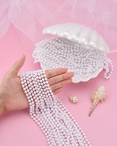 Abondever 16Pcs 6Mm Faux White Pearl Beads Necklaves Bulk Party Favor Plastic Play Pearl Necklaces For Kids Women Pearls For Flapper Tea Party Gatsby 20'S Wedding Decorations #TOP2