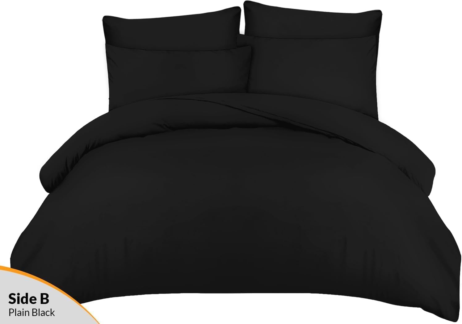 Pamposh 3 Pcs Single Duvet Cover Set with Matching Black Single Fitted Sheet 40 cm Extra Deep Pocket - UltraSoft Breathable Premium Microfibre Reversible Quilt Cover Bedding Set For All Seasons — view 12
