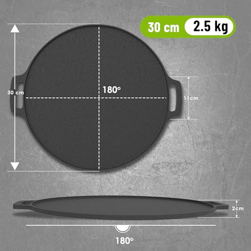 Image of Esspy Pre-Seasoned Cast Iron Tawa for Roti and Dosa | 30cm /12inch | Dosa Pan Cast Iron | Naturally Non-Stick | Induction Compatible | South Indian Tawa for Crispy Dosa, Roti, Pancakes, Uttapam