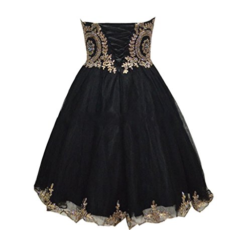 Lemai Tulle Little Black Short Gold Lace Corset Prom Homecoming Cocktail Dresses