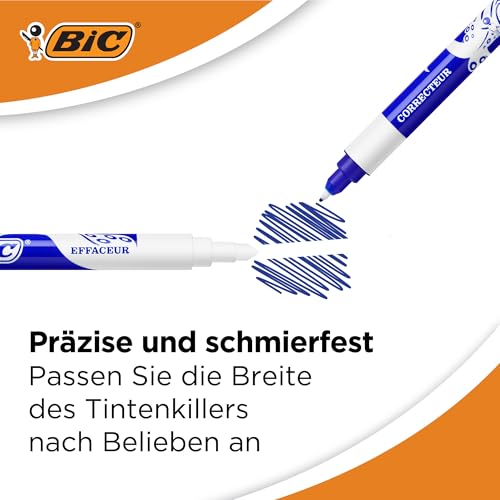 BIC Tintenkiller, 4 Stück, Tintenlöscher schmierfest, Ideal für das Büro, das Home Office oder die Schule