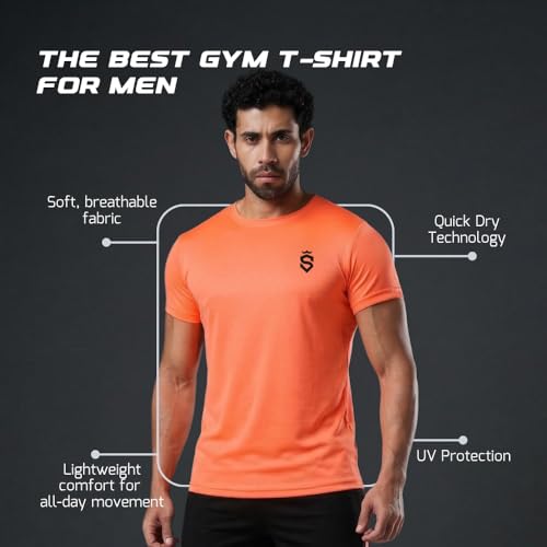 Image of Round Neck Moisture Absorbing Performance Half Sleeve Slim Fit T-Shirt for Men | Quick Dry Technology | Light Weight & Breathable Fabric | Ideal for Indoor & Outdoor Physical Activity
