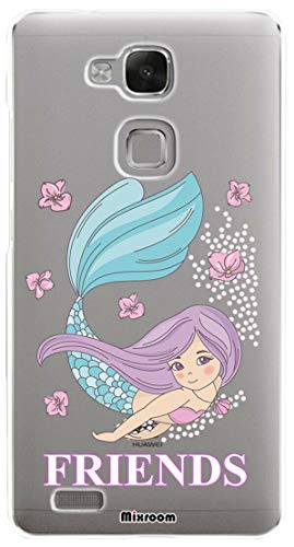 Mixroom – Carcasa de TPU Silicona Suave Fondo Transparente para Huawei Ascend Mate 7 Fantasía Best Friend Sirena 2 U921