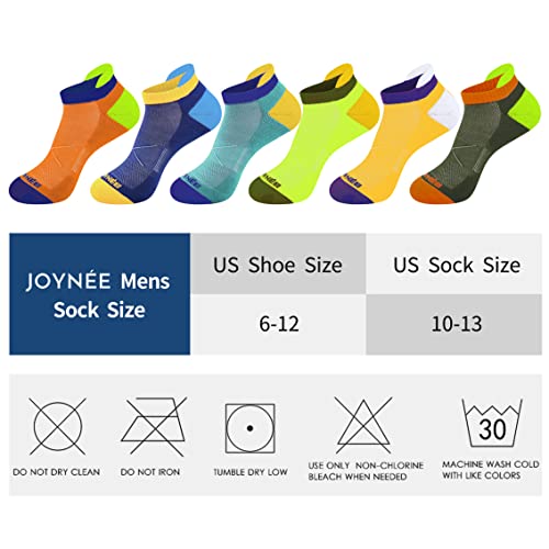 JOYNÉE Men's Athletic Ankle Socks Low Cut Cushion Sport Workout Running Tab Socks 6 Pack3