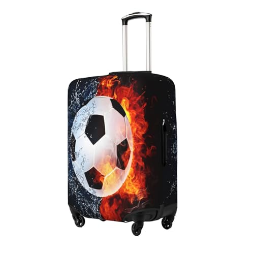 Football Soccer Ball Fire Water Luggage Cover for Suitcase, Suitcase Cover Protector Fit 18-21 Inch Luggage Travel Accessories, S2