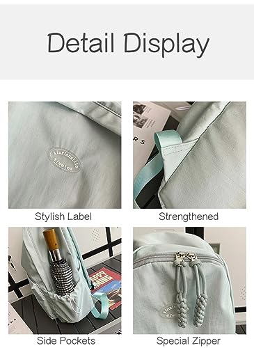 JHTPSLR Korean Style Backpack Lightweight Waterproof Solid Color Backpack Minimalist Aesthetic Backpack Book Bags Casual Daypack (Gray)2