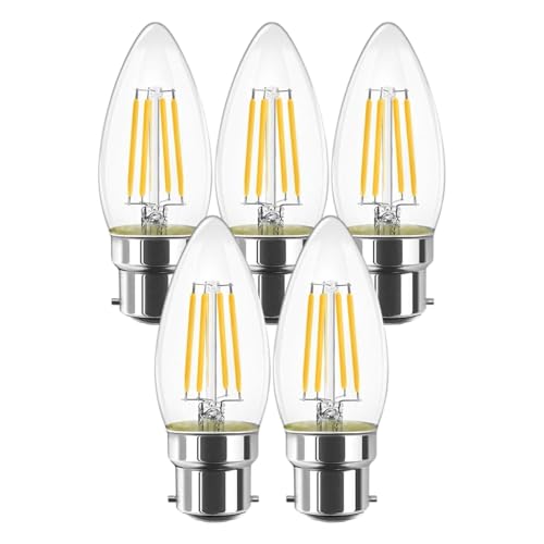 Izzy Led Lighting Candle Bulb B22 Bayonet Light Bulb | Warm White 2700K | Filament Dimmable Candle Light Bulb | 670 Lumen 5W | 40W Equivalent Energy Saving Bulb B22 [Energy Class A] - Pack of 5
