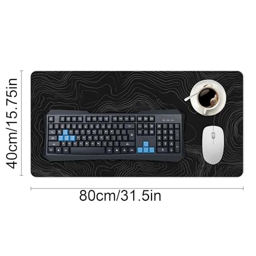 Image of Minimalist Topographic Map Extended Gaming Mouse Pad, with Stitched Edges Large Mouse Pad Desk Protector, Rubber Base Mousepad Keyboard Mouses Mat for Work Game Office Home- 32 inch X 16 inch Inch