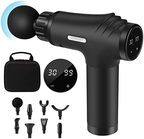 HVREGHY Massage Gun Deep Tissue, Percussion Body Muscle Massager for Athletes, Electric Back Massager for Pain Relief, Brushless Motor Super Quiet and Portable, Black