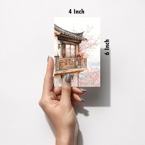Image of SiddArtify Asian Architecture Wall Art Prints Set - Watercolor Building Poster Decor for Living Room Bedroom Office - Set of 2-4x6 Inch - Board (Pack of 6) - Sticker (Pack of 6)