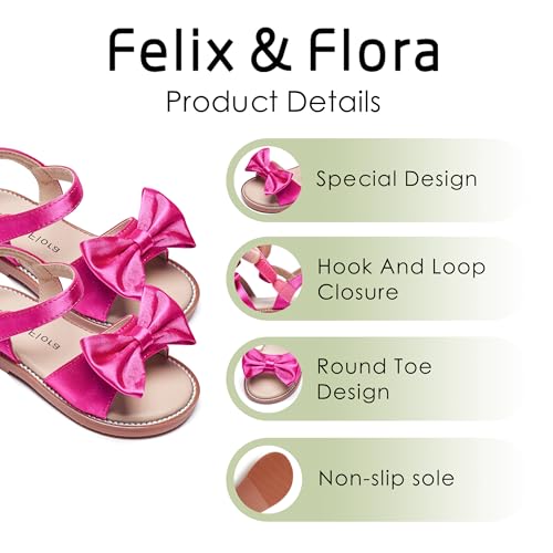 Image of Felix & Flora Toddler Girl Sandals - Little Girl Easter Dress Shoes Lightweight Open Toe Beach Holiday Flats