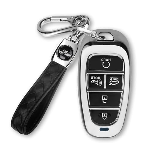 MILD EAST For Hyundai Key fob Cover 5 Button with Keychain(Silver) by MILD EAST - Used condition - US$12.18