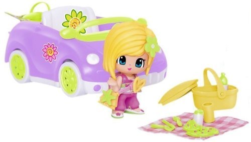 Famosa Pin y Pon Cochecito picnic – Coche de juguete para muñecos pinypon con 1 figura y accesorios, color rosa