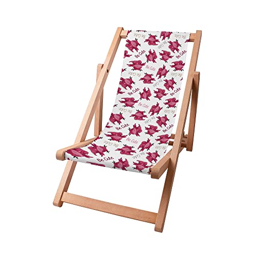 DreamRoots Kinder Liegestuhl Outdoor, Klappbarer Gartenstuhl für Draußen, Faltbarer Campingstuhl mit Waschbarem Bezug aus 100% Polyester bis zu 30 kg