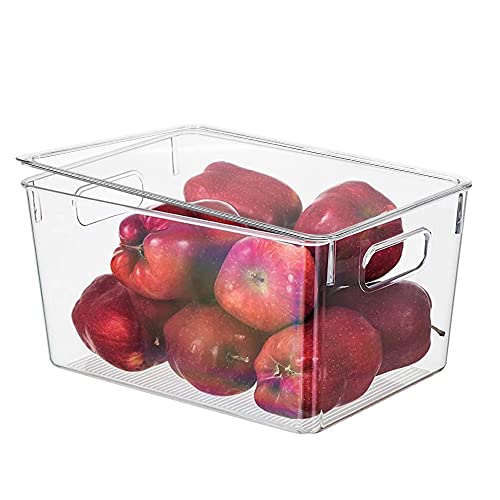 Refrigerator Organizer Bins With Lid, 8 Pack Plastic Freezer Organizer Bins For Freezer, Kitchen, Cabinets - Clear Pantry Organization And Storage Bins Fridge Organizers By Goliyean (8 Pack) #TOP6
