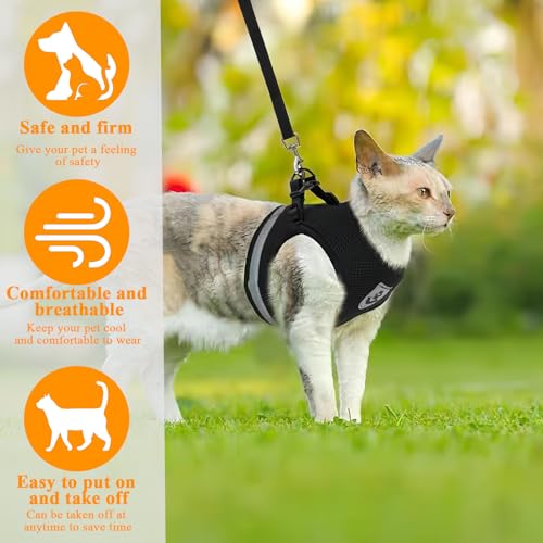 Verstellbarer Brustgurt mit reflektierender Leine - Geschirr & Leine Set für Welpen, Hunde & Katzen (XS)