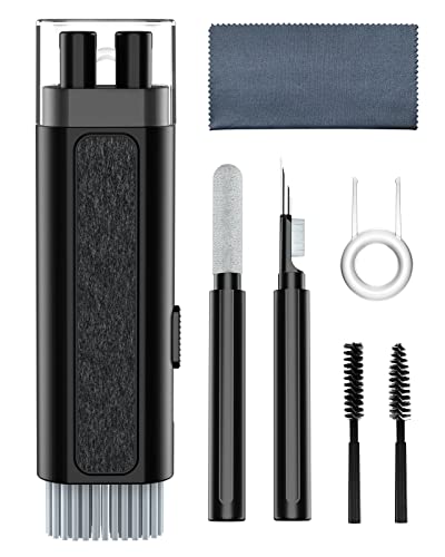 [8 in 1] Cleaner Kit for Airpod,Supfine Airpods Pro Cleaning Pen with Brush,Multi-Function Cleaner Kit for Earbuds,Earphone,iPod,Keyboard,iPhone,ipad,Laptop(Black)